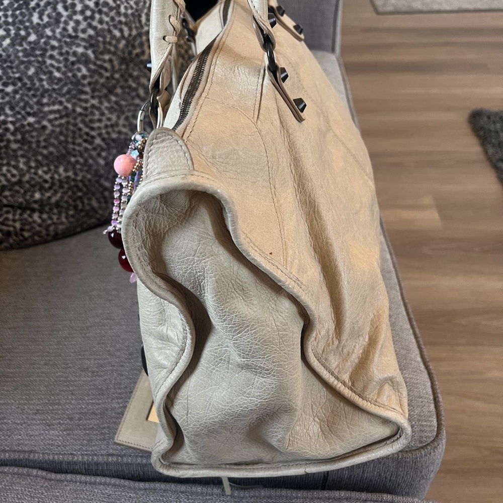 Balenciaga Cream Leather Motocross Classic Le City Work Bag - Picture 3 of 13